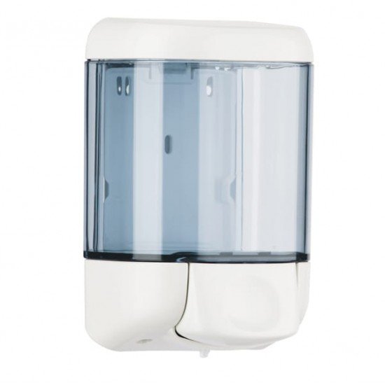 Dispenser da muro per sapone liquido - 12,8x11,2x20,5 cm - capacitA' 1 L -  bianco/azzurro trasparente - Mar Plast