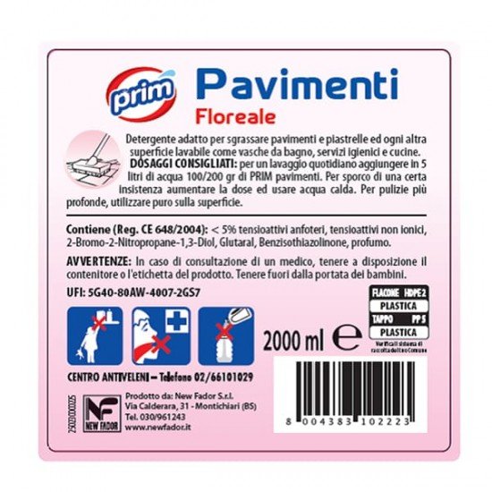 Detergente per pavimenti - profumo floreale - 2 L - Prim