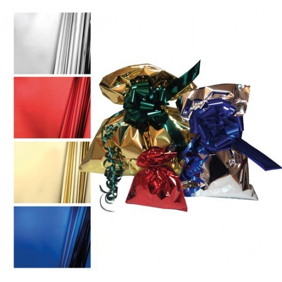 Busta regalo - senza patella adesiva - 35 x 50 cm - 30 micron - PPL - metal lucido - rosso - PNP - conf. 50 pezzi