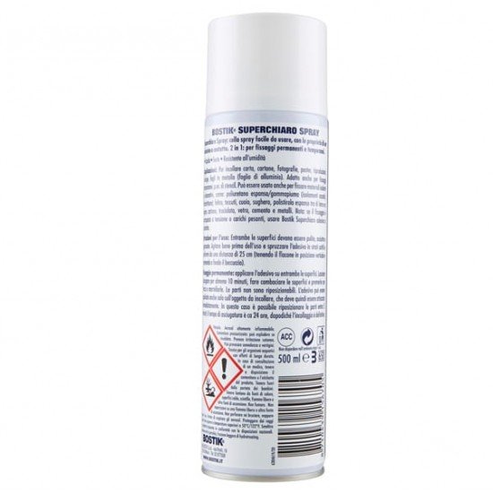 Colla Spray Superchiaro - removibile/permanente - 500 ml - trasparente - Bostik