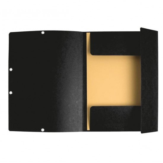 Cartellina con elastico - cartoncino lustrE' - 3 lembi - 400 gr - 24x32 cm - nero - Exacompta