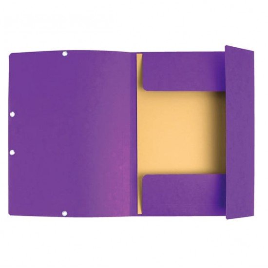 Cartellina con elastico - cartoncino lustrE' - 3 lembi - 400 gr - 24x32 cm - viola - Exacompta