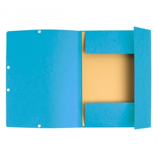 Cartellina con elastico - cartoncino lustrE' - 3 lembi - 400 gr - 24x32 cm - turchese - Exacompta