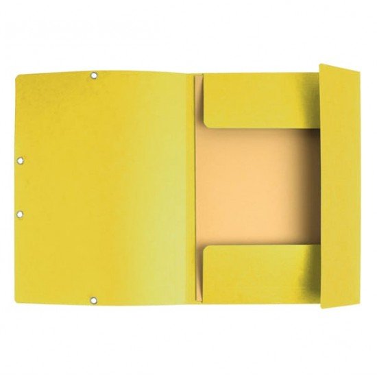 Cartellina con elastico - cartoncino lustrE' - 3 lembi - 400 gr - 24x32 cm - giallo limone - Exacompta