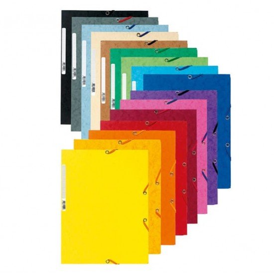 Cartellina con elastico - cartoncino lustrE' - 3 lembi - 400 gr - 24x32 cm - mix 10 colori - Exacompta