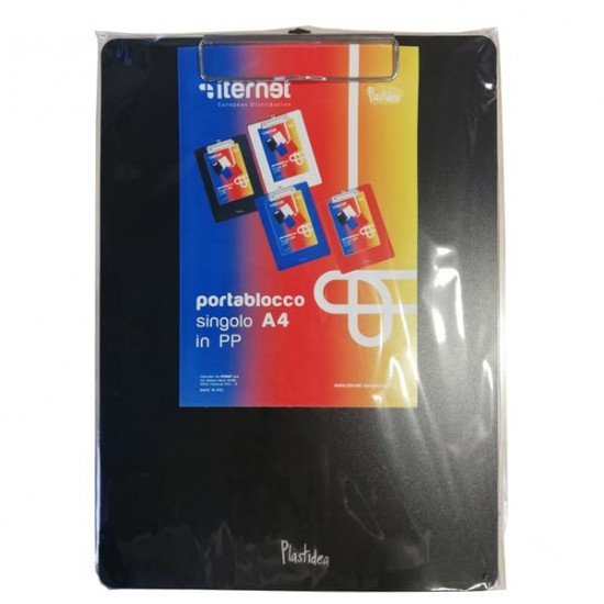 Portablocco con molla in metallo - copertina in PPL - A4 - nero - Iternet