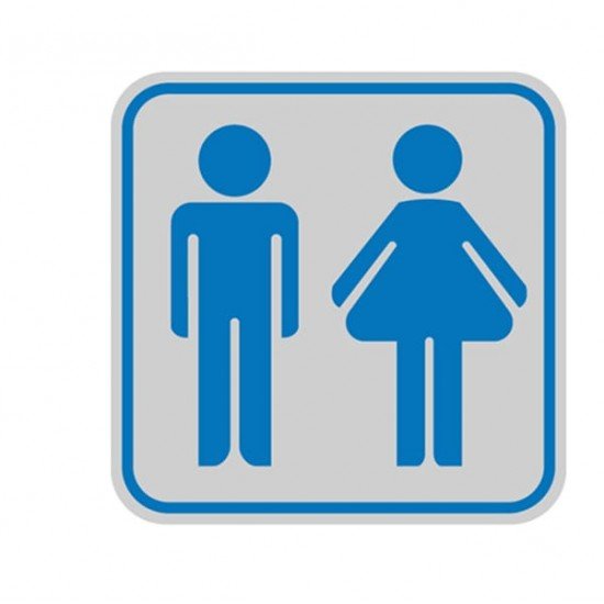 Targhetta adesiva - pittogramma Toilette uomo/donna - 8,2 x 8,2 cm - Cartelli Segnalatori