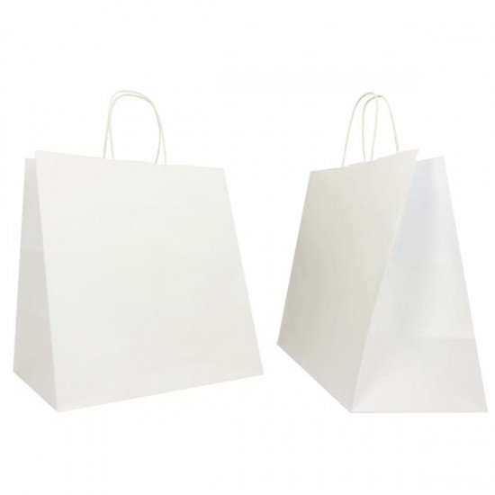 Shopper Large - maniglie cordino - 32 x 20 x 33 cm - carta kraft - bianco - Mainetti Bags - conf. 25 pezzi
