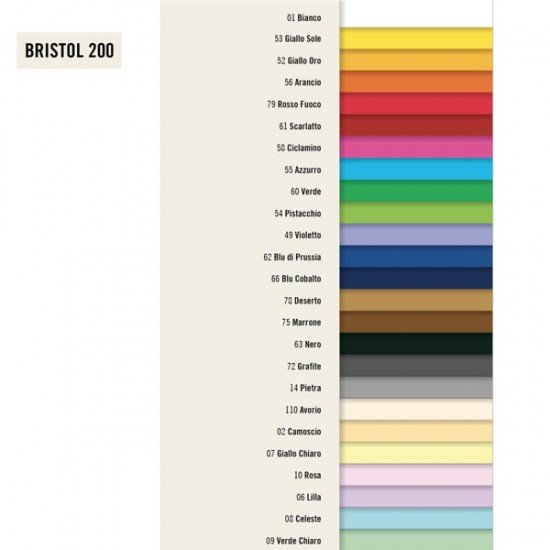 Cartoncino Bristol Color - 50 x 70 cm - 200 gr - celeste 08 - Favini - conf. 25 pezzi