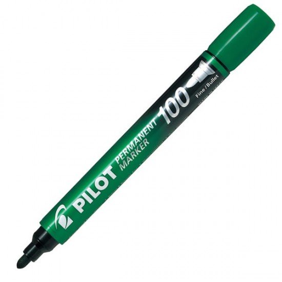 Marcatore Permanente Markers 100 - punta tonda 4,50mm - verde - Pilot