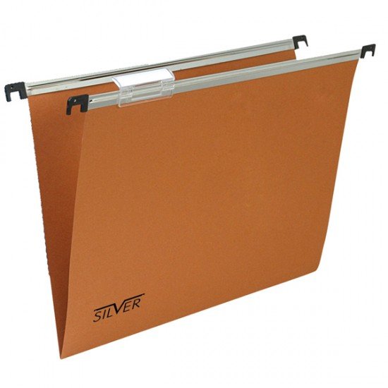 Cartella sospesa linea Silver - cassetto - interasse 33 cm - fondo V - 31,2 x 25 cm - cartoncino - arancio - Bertesi