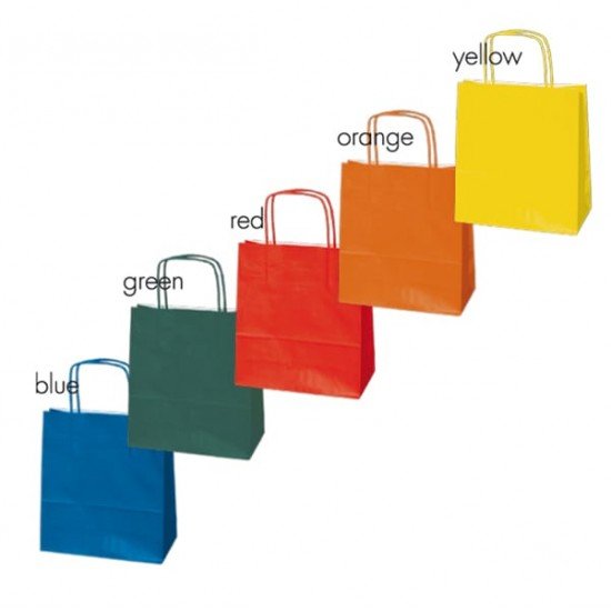 Shopper Twisted - maniglie cordino - 26 x 11 x 35 cm - carta biokraft - colori assortiti -  Mainetti Bags - conf. 25 pezzi