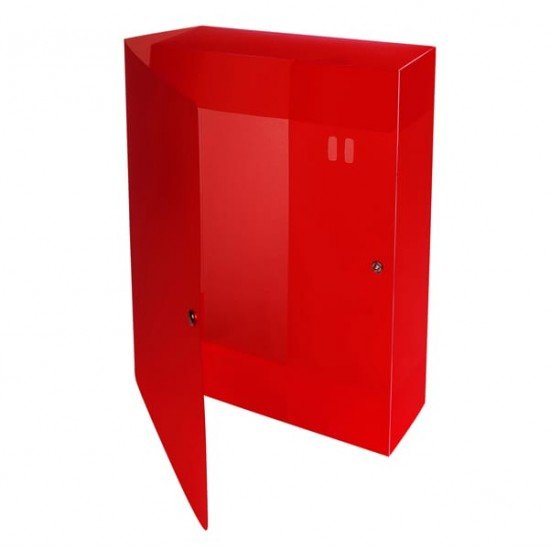 Scatola per archivio box - con bottone - 25x33 cm - dorso 8 cm - rosso - Exacompta