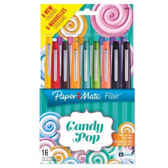 Pennarello Flair Nylon - colori assortiti Candy Pop - Papermate - conf.16 pezzi