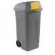 Bidone mobile Push - con coperchio - 49x54x95 cm - 100 L - grigio/giallo - Mobil Plastic