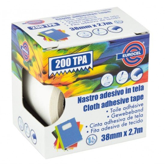 Nastro adesivo telato TPA 200 - 3,8 cm x 2,7 m - bianco - Eurocel