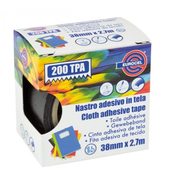 Nastro adesivo telato TPA 200 - 3,8 cm x 2,7 m - nero - Eurocel