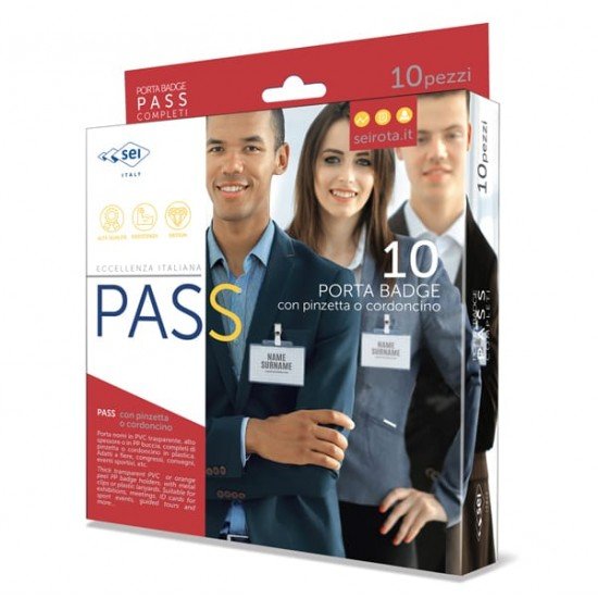 Portanome Pass 3P - 9,5 x 6 cm - metallo - senza cordoncino - Sei Rota - conf. 10 pezzi
