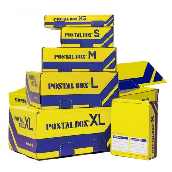 Scatola spedizioni Postal Box  - S - 26 x 19 x 10 cm - giallo/blu - Blasetti