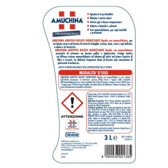 Additivo bucato igienizzante liquido - 3 L - Amuchina Professional