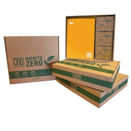 Maxiquaderno One Color Impatto Zero - A4 - punto metallico - 1 rigo - 20 +1 fg - 80 gr - Blasetti - expo 12 pezzi + 6 scatoline foglietti