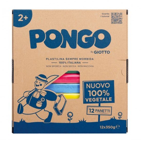 Pasta Pongo - panetto 350 gr - colori assortiti - Giotto - conf.12 pezzi