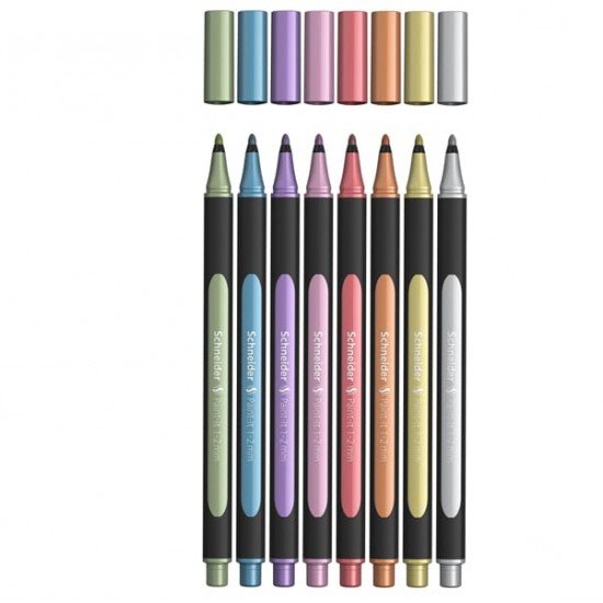 Pennarello Metallic Liner 020 - punta 1-2 mm - colori assortiti - Schneider - conf. 8 pezzi