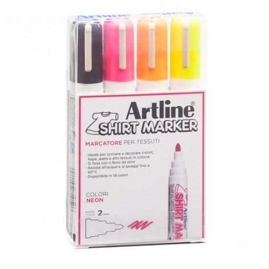 Marcatore per tessuto - punta tonda 2.0 mm - colori assortiti - Artline - conf. 4 pezzi