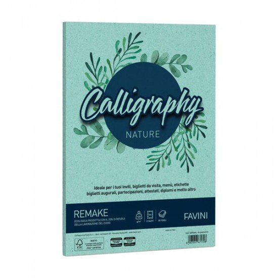 Carta Calligraphy Nature Remake - A4 - 120 gr - acquamarina - Favini - conf. 50 fogli