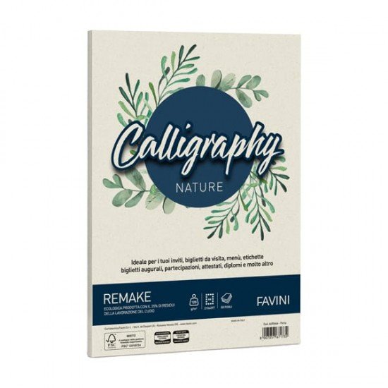 Carta Calligraphy Nature Remake - A4 - 120 gr - perla - Favini - conf. 50 fogli