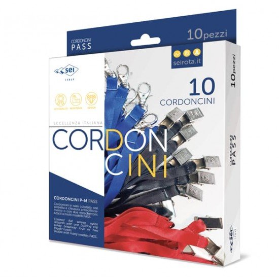 Cordoncino Pass M - raso - lunghezza 85 cm - blu - Sei Rota - conf. 50 pezzi