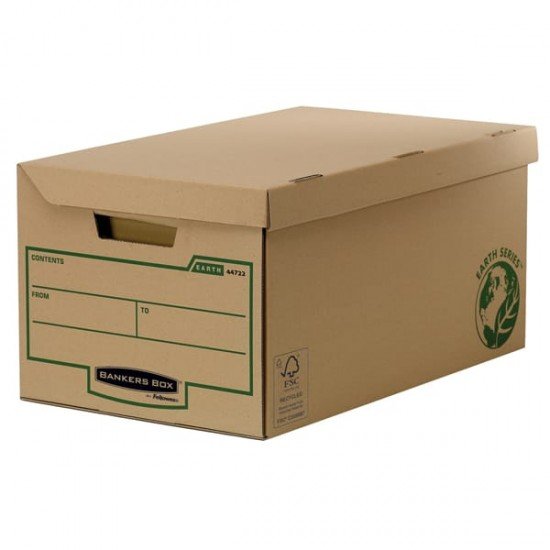 Scatola maxi Bankers Box Earth Series - con coperchio a ribalta - 37,8 x 28,7 x 54,5 cm - avana - Fellowes - conf. 10 pezzi