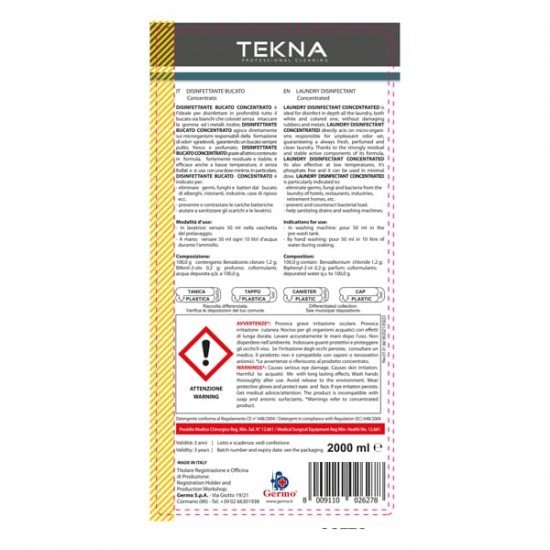 Disinfettante bucato - antiodore - 2lt - Tekna