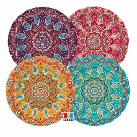 Piatto Mandala - diametro 25 cm - carta - Big Party - conf. 8 pezzi