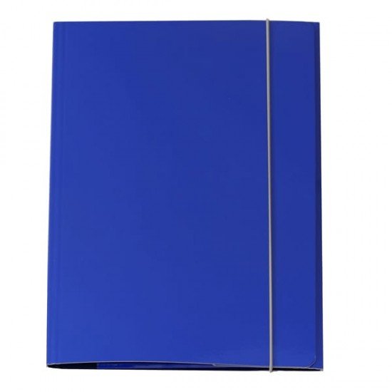 Cartellina con elastico - cartone plastificato - 3 lembi - 25x34 cm - blu - Queen Starline